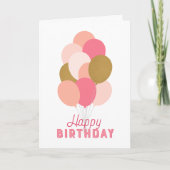 Blush Pink Faux Gold Balloons Kaart (Voorkant)
