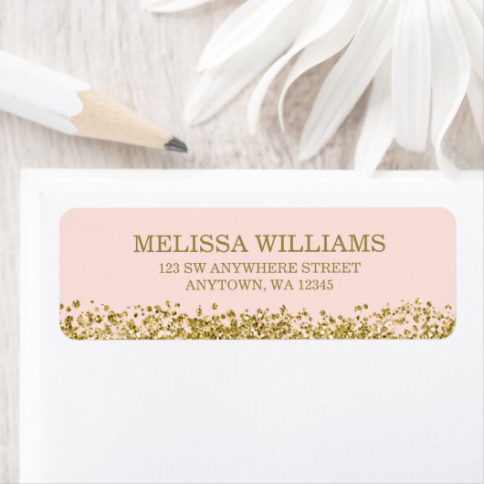 Blush Pink Faux Gold Glitter Etiket (Insitu)