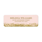 Blush Pink Faux Gold Glitter Etiket (Voorkant)