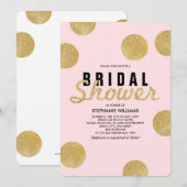 Blush Pink Faux Gold Glitter Vrijgezellenfeest Inv Kaart (Voorkant / Achterkant)