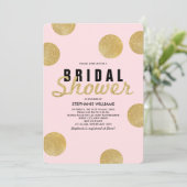 Blush Pink Faux Gold Glitter Vrijgezellenfeest Inv Kaart (Staand voorkant)