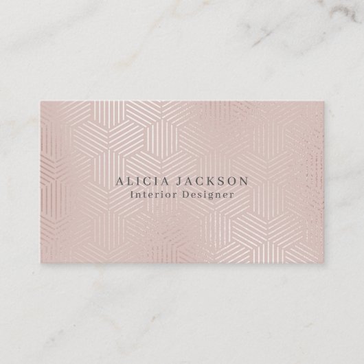 Blush Pink Faux Roos Gold Glam Interior Designer Visitekaartje (Voorkant)