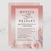 Blush Pink Faux Vellum Overlay Beach Weddenschap Kaart (Voorkant / Achterkant)