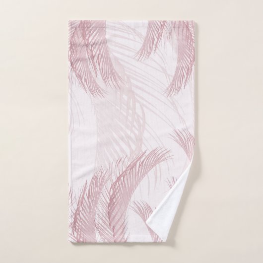 Blush Pink Feather Palm Bliss 1 Bad Handdoek (Handdoek)
