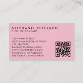 Blush Pink Feminine Custom Company Logo QR Code Visitekaartje (Achterkant)