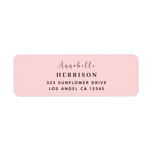 Blush Pink Feminine Monogram Design Etiket (Voorkant)