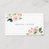 Blush Pink Feminine Waterverf Floral Visitekaartje (Voorkant)