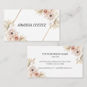 Blush Pink Feminine Waterverf Floral Visitekaartje (Voorkant / Achterkant)