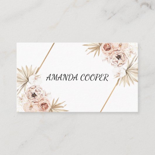 Blush Pink Feminine Waterverf Floral Visitekaartje (Voorkant)