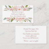 Blush Pink Feminine Waterverf Floral Visitekaartje (Voorkant / Achterkant)