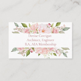 Blush Pink Feminine Waterverf Floral Visitekaartje
