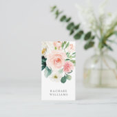Blush Pink Feminine Waterverf Floral Visitekaartje (Staand voorkant)