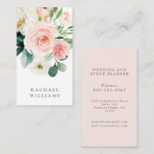 Blush Pink Feminine Waterverf Floral Visitekaartje (Voorkant / Achterkant)