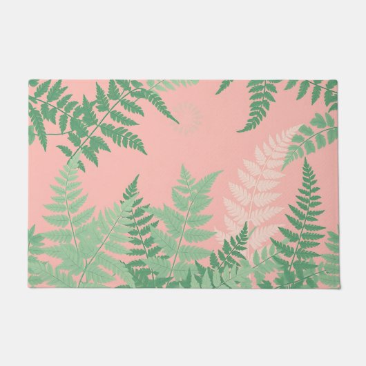Blush Pink Fern Leaf Botanical Sage Green Modern Deurmat (Voorkant)