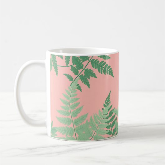 Blush Pink Fern Leaf Botanical Sage Green Modern Koffiemok (Links)