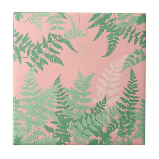 Blush Pink Fern Leaf Botanical Sage Green Modern  Tegeltje (Voorkant)