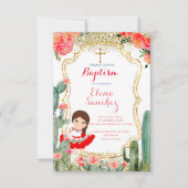 Blush Pink Fiesta Girl Baptism Christening Kaart (Voorkant)