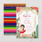 Blush Pink Fiesta Girl Baptism Christening Kaart (Voorkant / Achterkant)