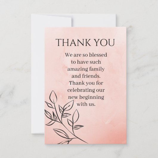 Blush Pink Flat Thank You Card Bedankkaart (Voorkant)
