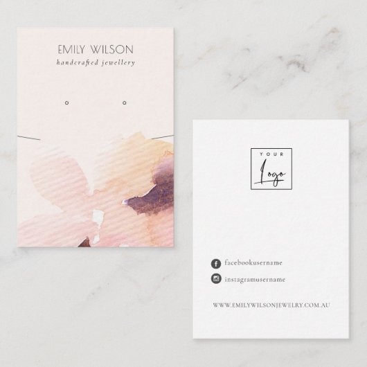 Blush Pink Flora Abstract Ketting Veroorbaar beeld Visitekaartje (Voorkant / Achterkant)