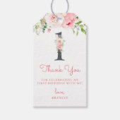 Blush Pink Floral 1e verjaardag Dank u Cadeaulabel (Voorkant)