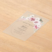 Blush Pink Floral 2 Vrijgezellenfeest Acryl Uitnodigingen (Laagn)