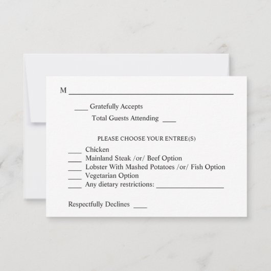 Blush Pink Floral 2 w Meal RSVP-kaart RSVP Kaartje (Achterkant)