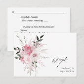 Blush Pink Floral 2 w Meal RSVP-kaart RSVP Kaartje (Voorkant / Achterkant)