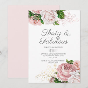 Blush Pink Floral 30 en Fabulous Birthday Kaart