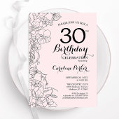 Blush Pink Floral 30ste verjaardagsfeestje Kaart