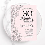 Blush Pink Floral 30ste verjaardagsfeestje Kaart<br><div class="desc">Blush Pink Floral 30e verjaardag feestuitnodiging. Minimalistisch modern ontwerp met botanische contourtekeningen,  accenten en lettertype. Eenvoudige trendy uitnodigingskaart perfect voor een stijlvol vrouwen dagfeest. Kan worden aangepast aan elke leeftijd. Gedrukte Zazzle-uitnodigingen of direct download digitale afdrukbare sjabloon.</div>