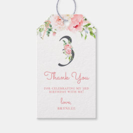 Blush Pink Floral 3rd Birthday Hartelijk dank Cadeaulabel
