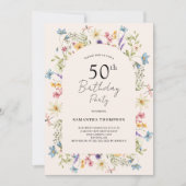 Blush Pink Floral 50ste verjaardag Kaart (Voorkant)