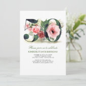 Blush Pink Floral 50ste verjaardagsfeestje Kaart (Staand voorkant)