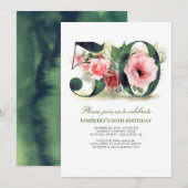 Blush Pink Floral 50ste verjaardagsfeestje Kaart (Voorkant / Achterkant)