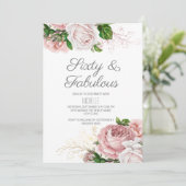 Blush Pink Floral 60 en Fabulous Birthday Kaart (Staand voorkant)