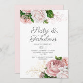 Blush Pink Floral 60 en Fabulous Birthday Kaart (Voorkant / Achterkant)