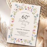 Blush Pink Floral 60th Birthday Kaart<br><div class="desc">Blush roze floral 60e verjaardag uitnodiging. Gemakkelijk om de tekst te veranderen. ,  trendy waterverf wilde bloem botanisch.</div>