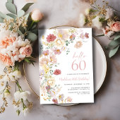 Blush Pink Floral 60th Birthday Kaart