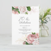 Blush Pink Floral 70 en Fabulous Birthday Kaart (Staand voorkant)