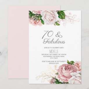 Blush Pink Floral 70 en Fabulous Birthday Kaart