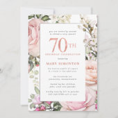 Blush Pink Floral 70e verjaardag Kaart (Voorkant)