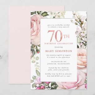 Blush Pink Floral 70e verjaardag Kaart