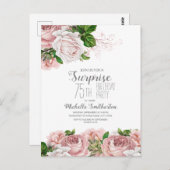  Blush Pink Floral 75th Birthday Briefkaart (Voorkant / Achterkant)