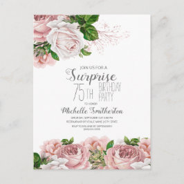  Blush Pink Floral 75th Birthday Briefkaart
