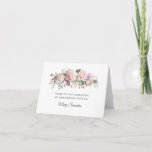 Blush Pink Floral 80th Birthday Hartelijk dank Bedankkaart<br><div class="desc">Een mooie en elegante bedankkaart speciaal ontworpen voor een 80ste verjaardagsfeestje. Het beschikt over een grote bloemenspray van roze rozen, witte hortensia's en salie groene bladeren. In het midden van het gebouw is een witte ovaal geplaatst met de naam van de persoon, 80ste en verjaardag viering. Twee lijnen zijn voorzien...</div>