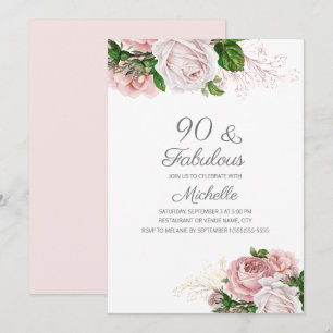 Blush Pink Floral 90 en Fabulous Birthday Kaart