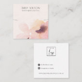 Blush Pink Floral Abstract Ketting Band Sjabloon Vierkante Visitekaartje (Voorkant / Achterkant)