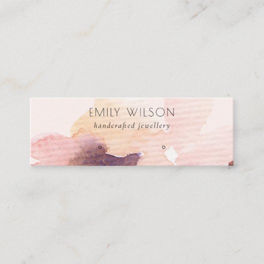 Blush Pink Floral Abstract Stud Earning Display Mini Visitekaartje (Voorkant)