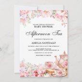 Blush Pink Floral Afternoon Tea Baby shower Kaart (Voorkant)